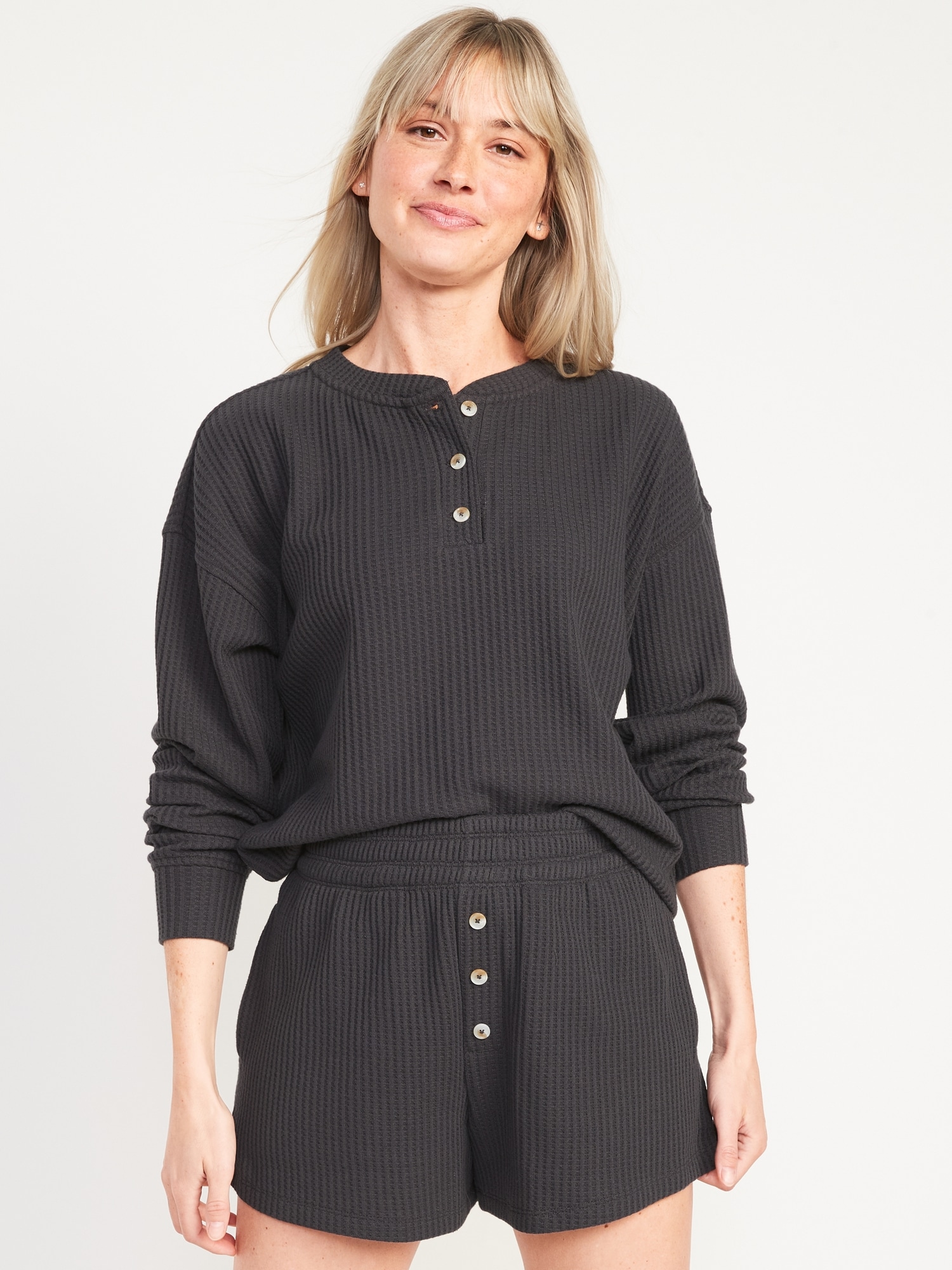 Thermal Henley Pajama Tunic Top for Women Old Navy