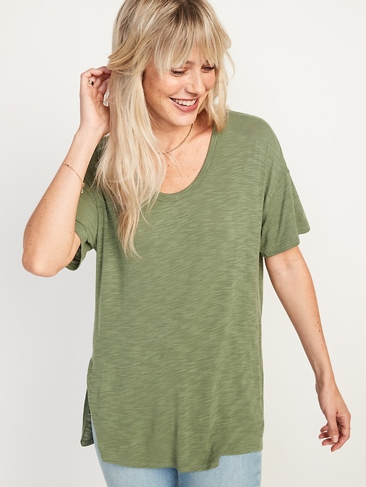 Oversized Luxe Voop-Neck Tunic T-Shirt for Women | Old Navy