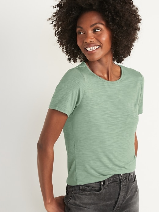 Oldnavy Short-Sleeve Luxe Crew-Neck Slub-Knit T-Shirt for Women
