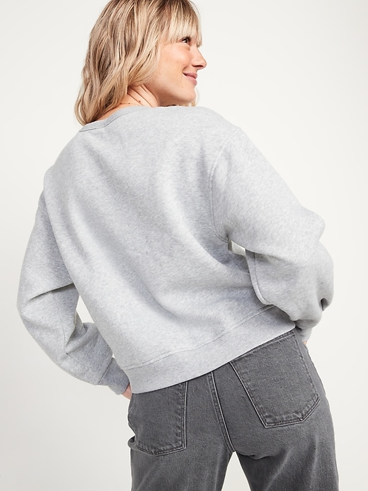 Image number 2 showing, Crew-Neck Cropped Sweatshirt for Women