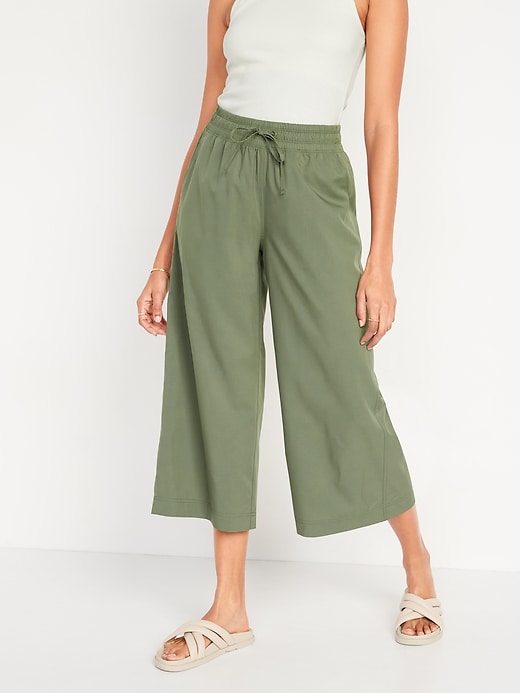 Image number 1 showing, Extra High-Waisted StretchTech Cropped Wide-Leg Pants