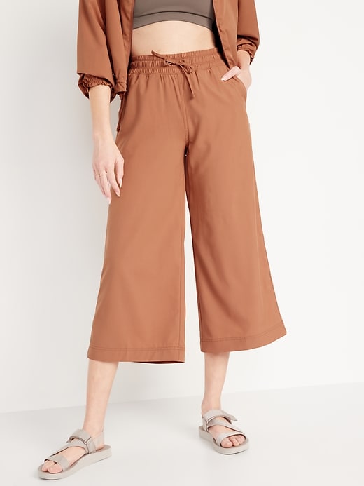 Image number 1 showing, Extra High-Waisted StretchTech Cropped Wide-Leg Pants