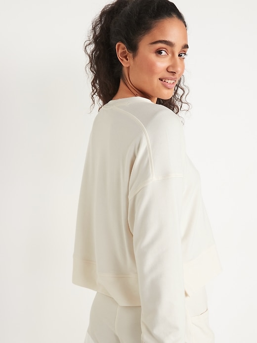 Image number 2 showing, Long-Sleeve Live-In Cropped French-Terry Sweatshirt for Women