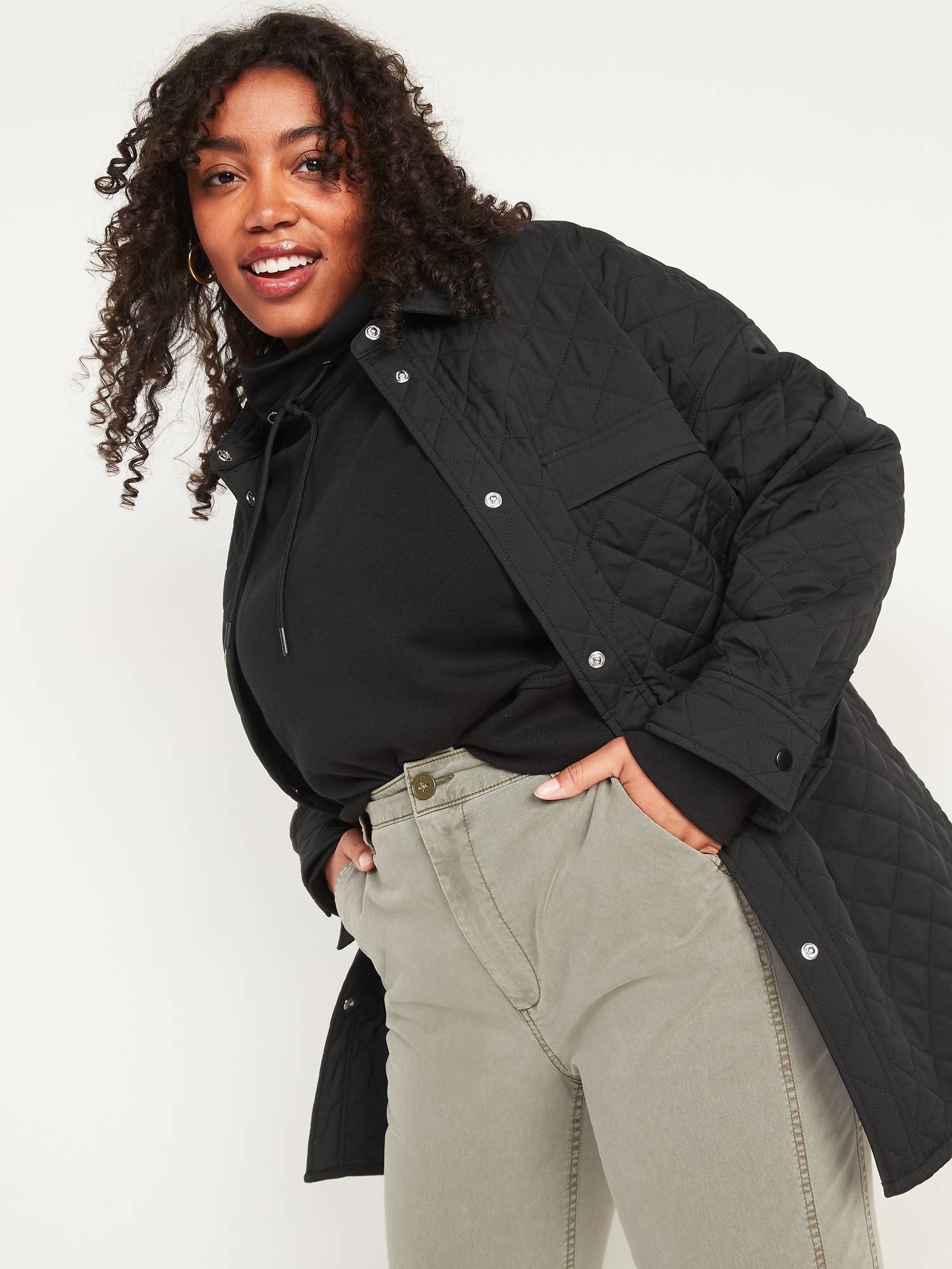 StretchTech Oversized Quilted Shacket for Women | Old Navy