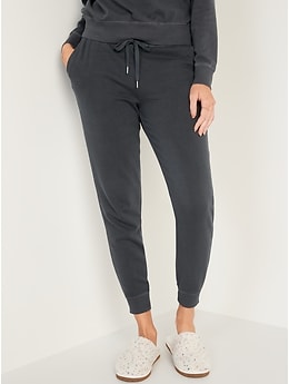 Mid-Rise Sweater-Knit Street Jogger Sweatpants for Women