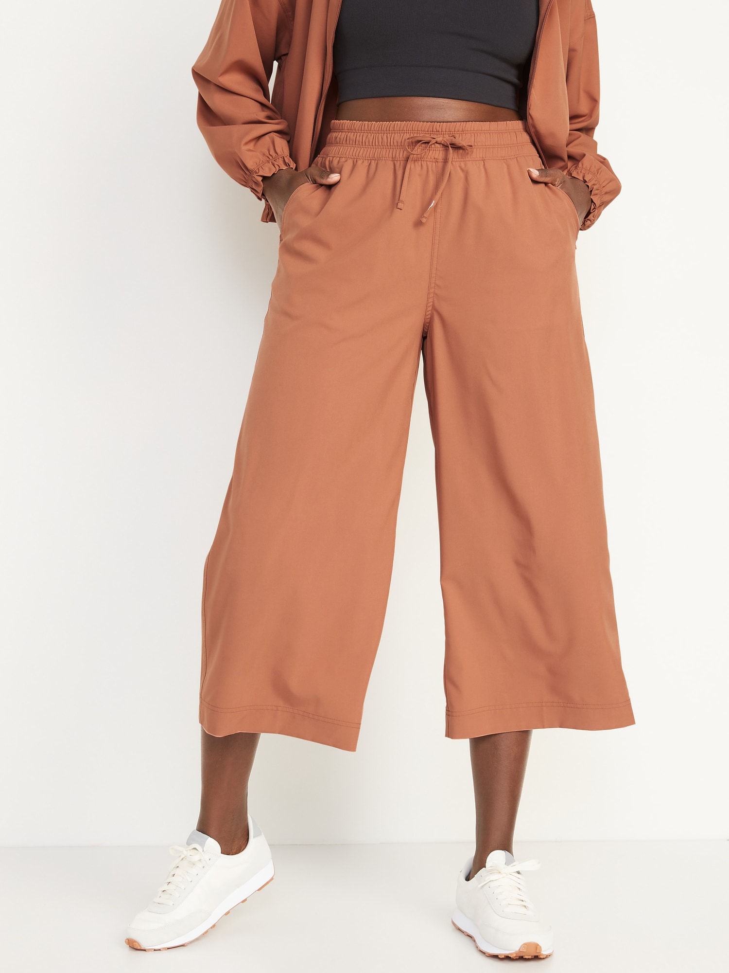 Old Navy Women's Extra High-Waisted Stretchtech Cropped Wide-Leg Pants - Brown - Plus Size 4X