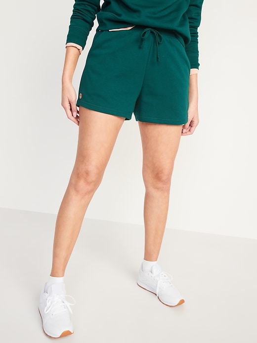Image number 1 showing, Extra High-Waisted Vintage French Terry Sweat Shorts -- 3-inch inseam