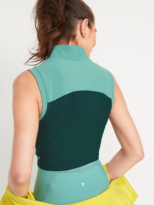 Image number 2 showing, PowerSoft Half Zip Sleeveless Cropped Top