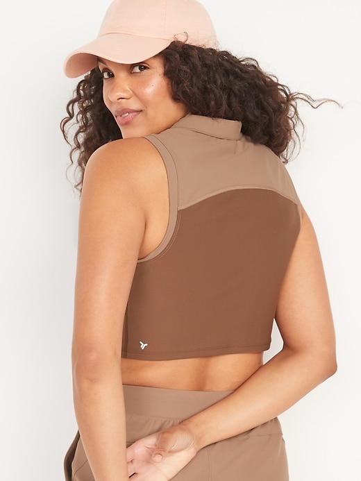 PowerSoft Half Zip Sleeveless Cropped Top | Old Navy