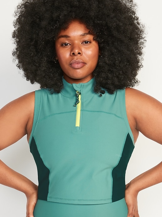 Image number 5 showing, PowerSoft Half Zip Sleeveless Cropped Top