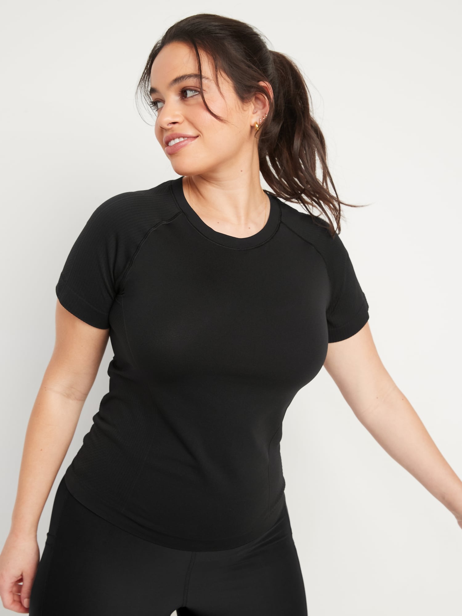 Seamless Contour Ribbed Fitted Longline T-shirt