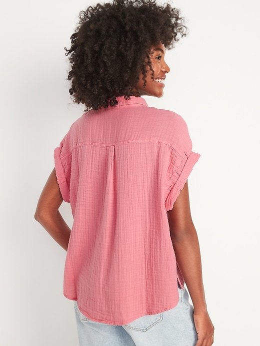 Image number 2 showing, Short-Sleeve Crinkled Button-Down Shirt