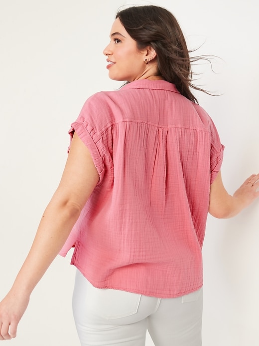 Image number 5 showing, Short-Sleeve Crinkled Button-Down Shirt