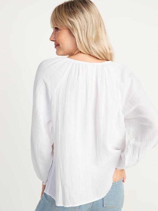 Image number 2 showing, Shirred Double-Weave Blouse