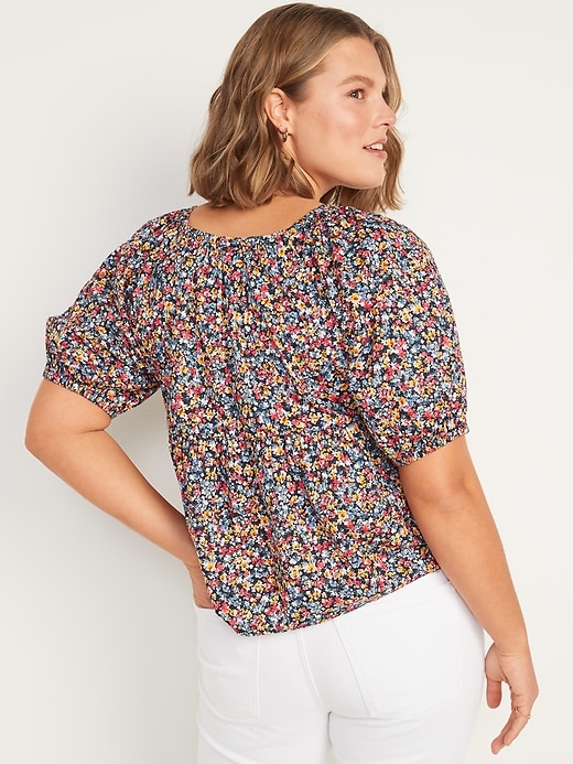 Image number 6 showing, Floral-Print Puff-Sleeve Babydoll Top