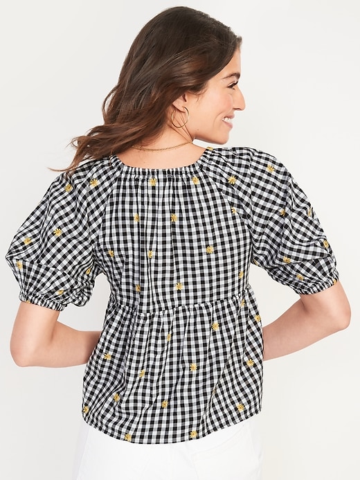 Image number 2 showing, Patterned Puff-Sleeve Swing Top for Women