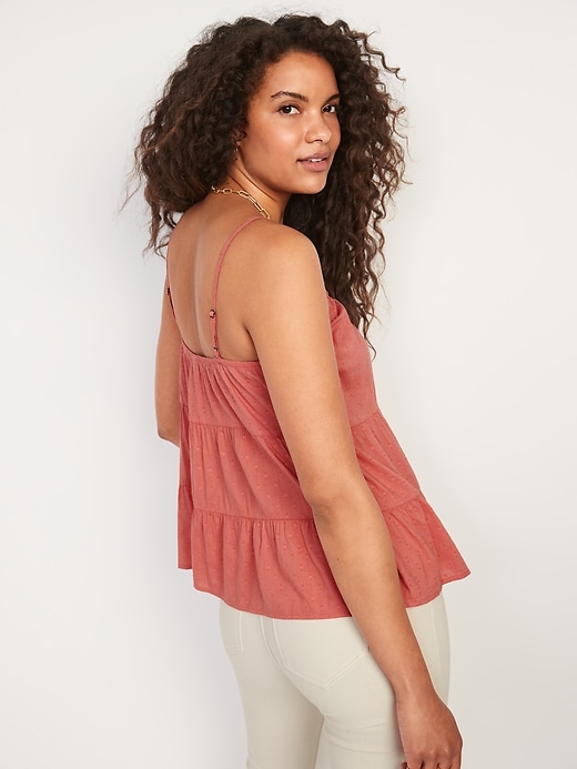 Image number 2 showing, Textured Clip-Dot Tiered Tie-Neck Cami Top for Women