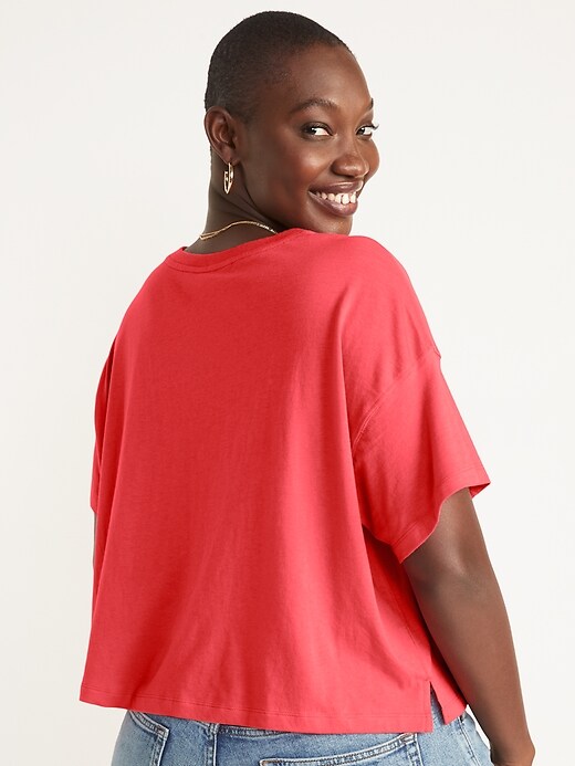 Image number 6 showing, Oversized Cropped Pocket T-Shirt for Women