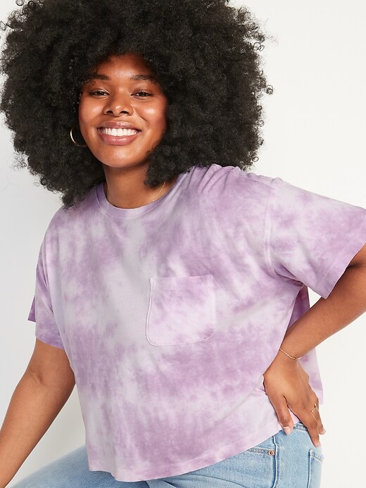 Image number 5 showing, Short-Sleeve Cropped Oversized Tie-Dye T-Shirt