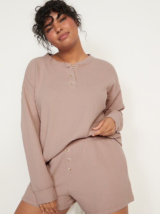 Image number 5 showing, Thermal Henley Pajama Tunic Top