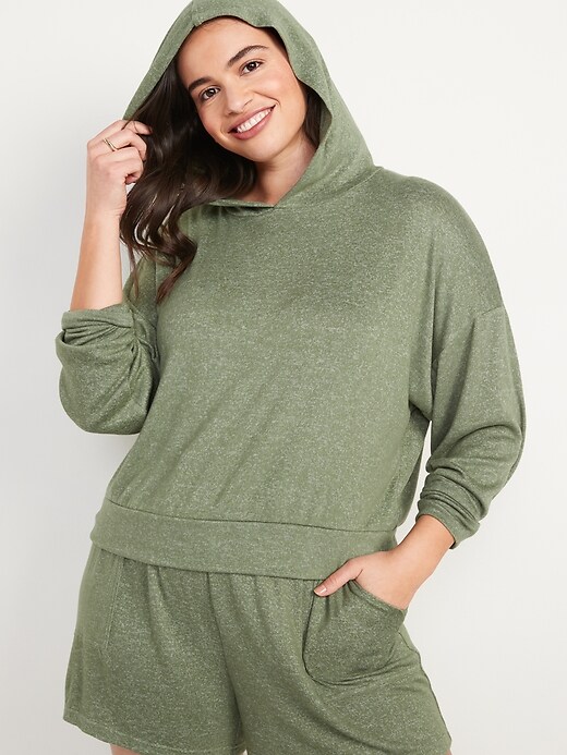 Image number 5 showing, Oversized Plush-Knit Pullover Hoodie for Women