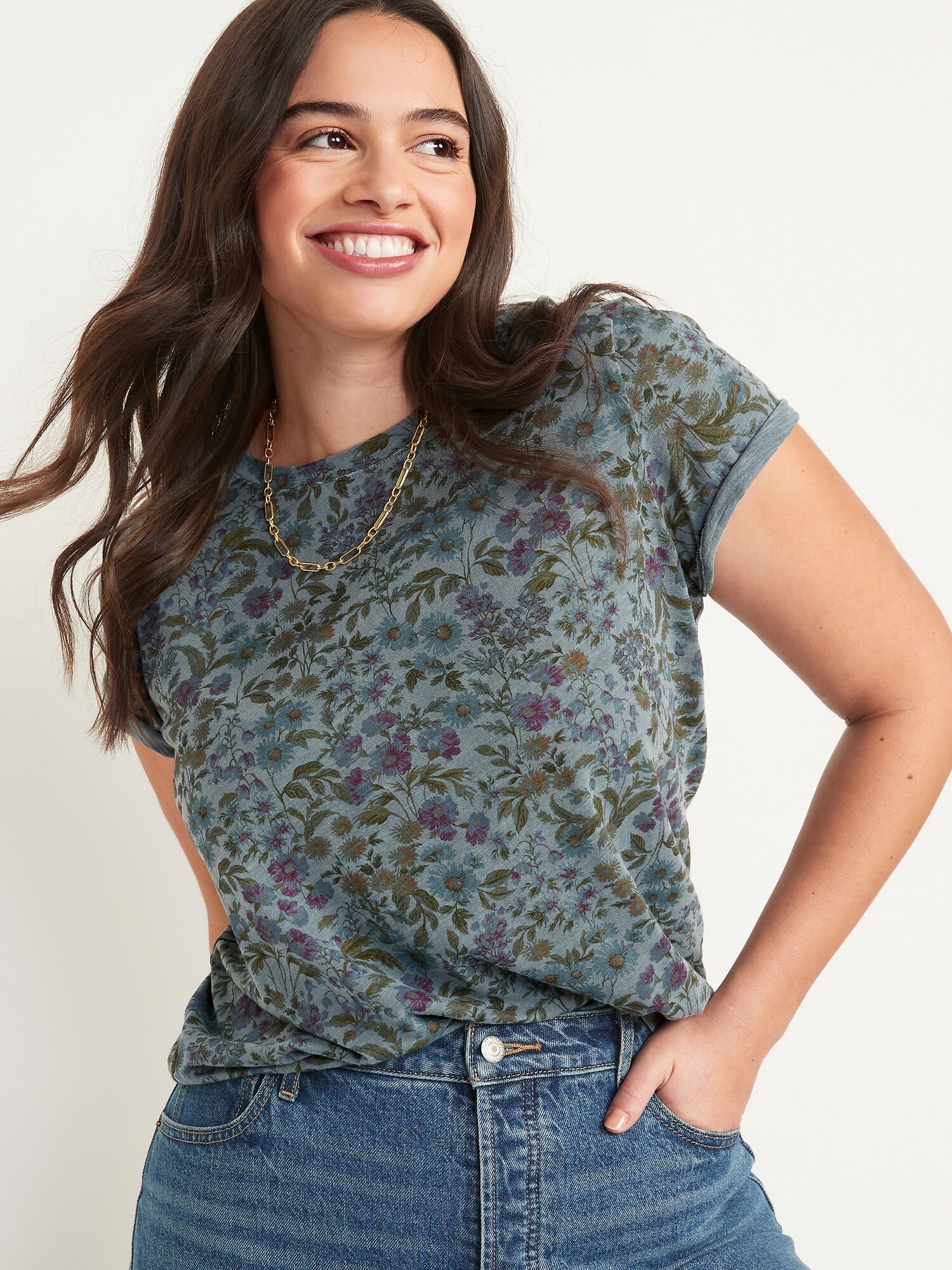 Everywear Floral Print Crew Neck T Shirt Old Navy 2069