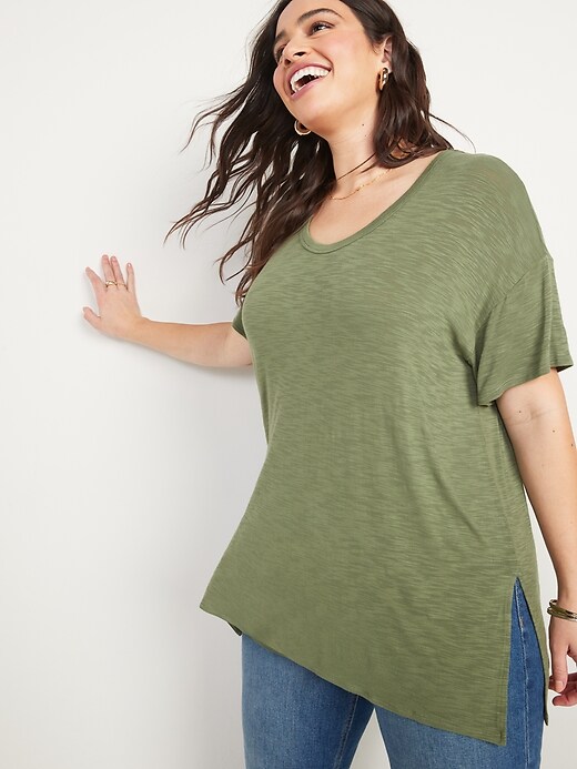 Image number 5 showing, Oversized Luxe Voop-Neck Tunic T-Shirt