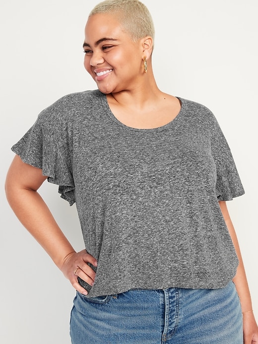 Buy Old Navy Flutter-Sleeve Scoop-Neck Linen-Jersey Easy T-Shirt