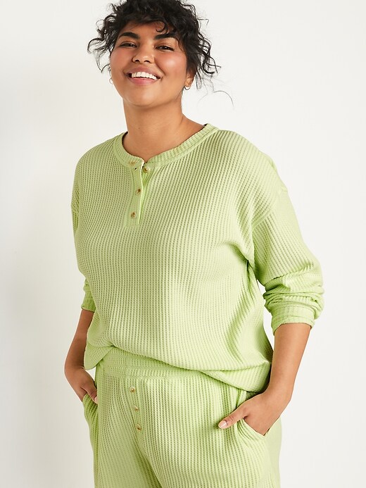 Image number 5 showing, Thermal Henley Pajama Tunic Top