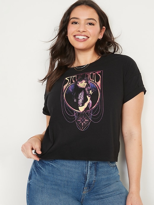 Image number 5 showing, Short-Sleeve Cropped Licensed Pop Culture T-Shirt for Women