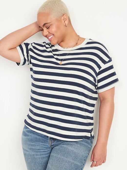 Image number 5 showing, Short-Sleeve Vintage Striped Easy T-Shirt for Women