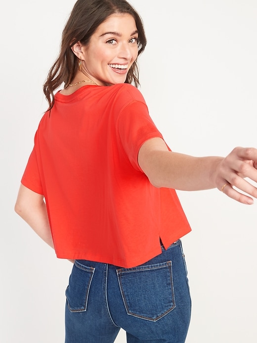 Image number 2 showing, Oversized Cropped Pocket T-Shirt for Women