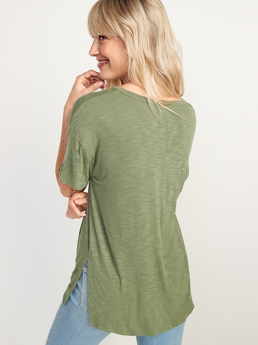 Image number 2 showing, Oversized Luxe Voop-Neck Tunic T-Shirt for Women