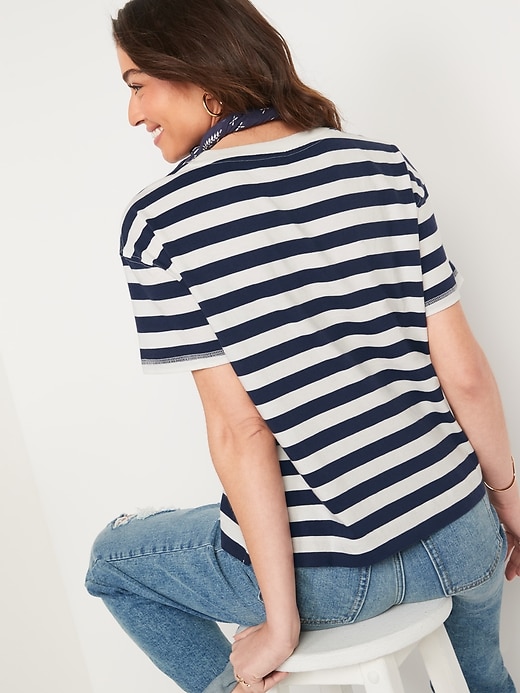 Image number 2 showing, Short-Sleeve Vintage Striped Easy T-Shirt for Women