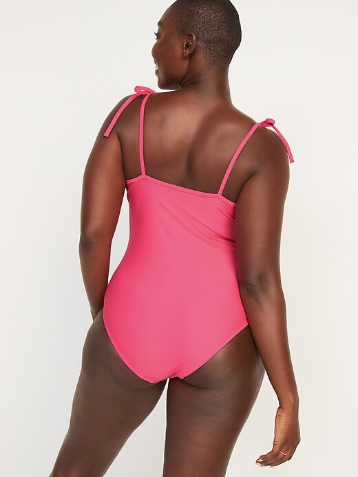 Image number 6 showing, Tie-Shoulder Underwire One-Piece Swimsuit