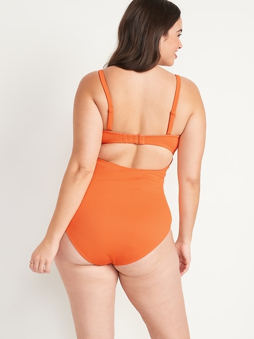Image number 6 showing, Tie-Front Keyhole Bandeau-Style One-Piece Swimsuit