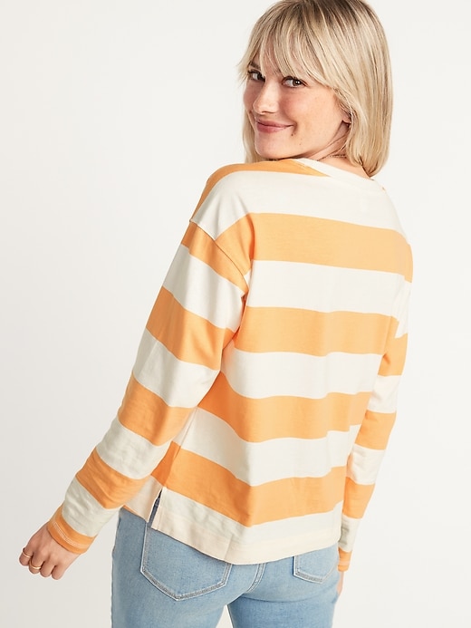 Image number 2 showing, Long-Sleeve Vintage Loose Striped Easy T-Shirt for Women