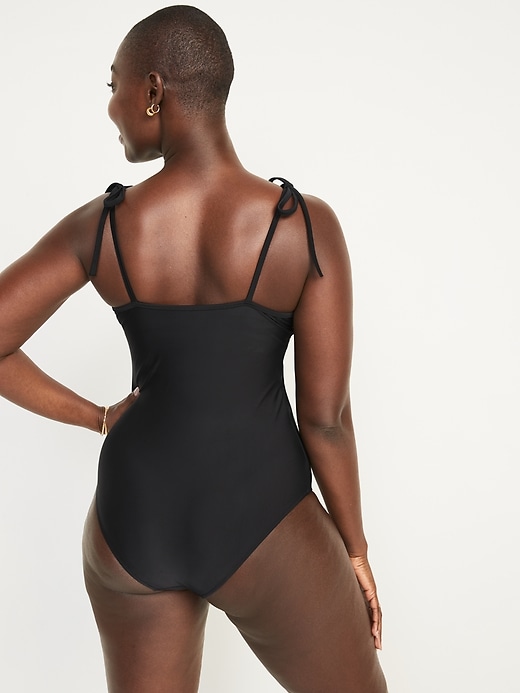 Image number 6 showing, Tie-Shoulder Underwire One-Piece Swimsuit for Women
