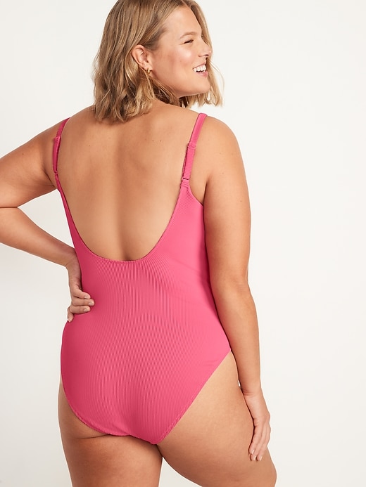 Image number 6 showing, Textured-Rib Square-Neck French-Cut One-Piece Swimsuit