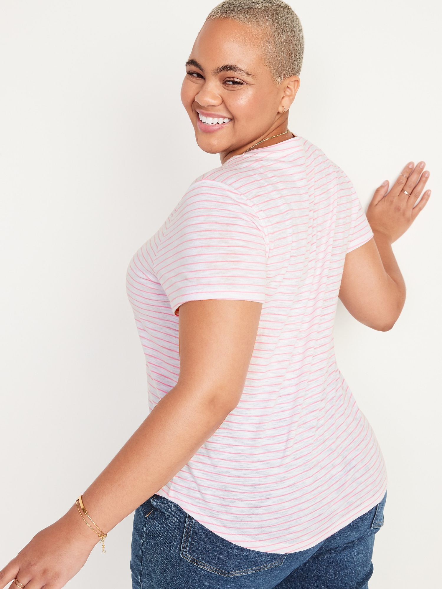 EveryWear Striped SlubKnit VNeck TShirt for Women Old Navy