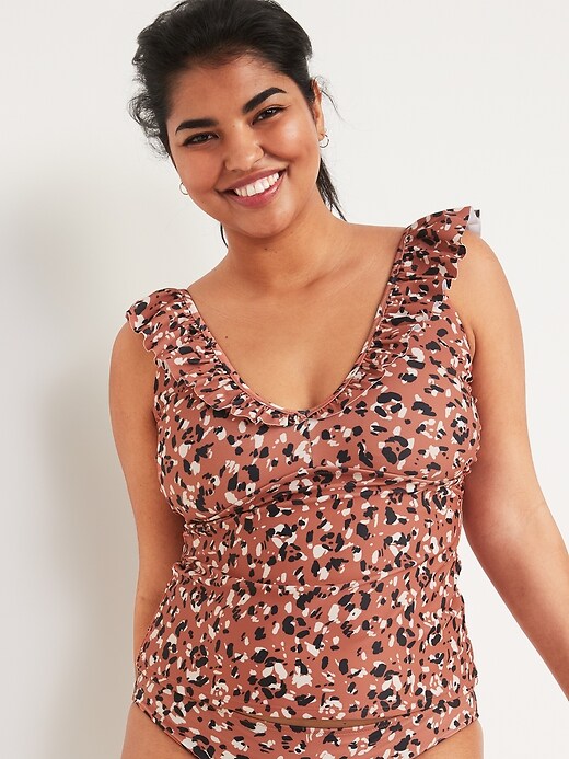 Image number 5 showing, Ruffle-Trimmed Tankini Swim Top