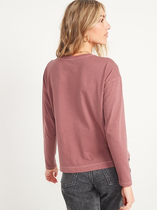Image number 2 showing, Long-Sleeve Vintage Loose T-Shirt