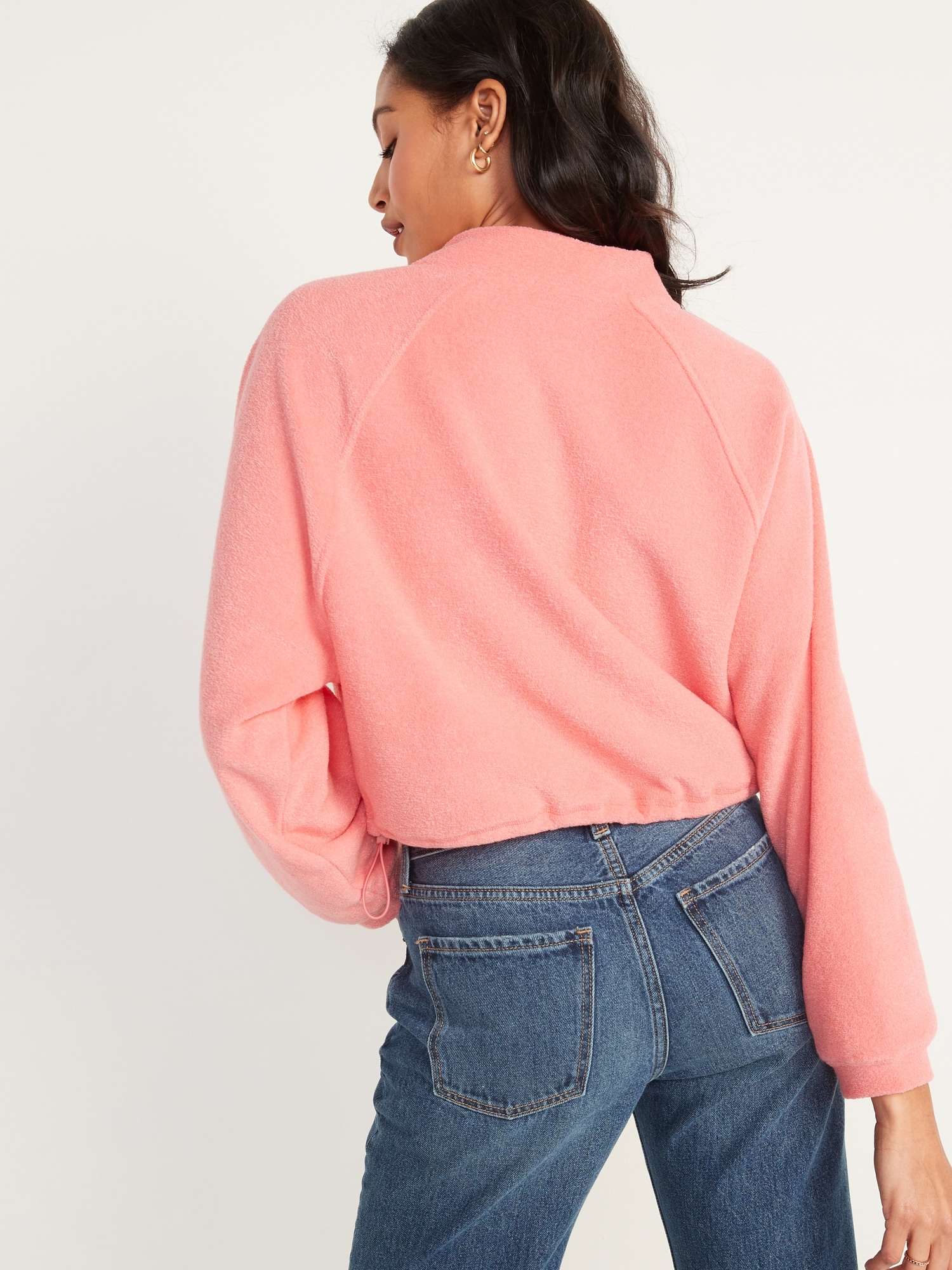 Long-Sleeve Quarter-Zip Oversized Textured Sweatshirt for Women | Old Navy
