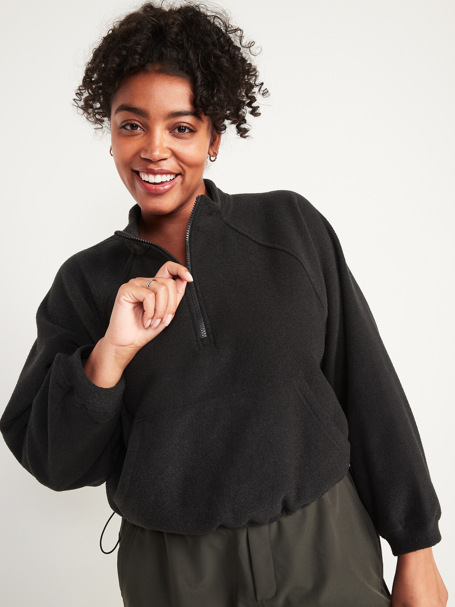 LongSleeve QuarterZip Oversized Textured Sweatshirt for Women Old Navy