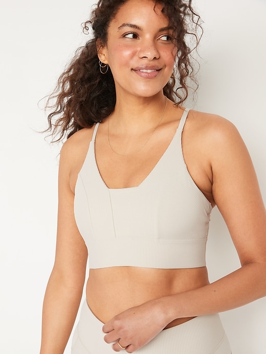 Light Support PowerSoft Textured-Rib Sports Bra for Women - Old