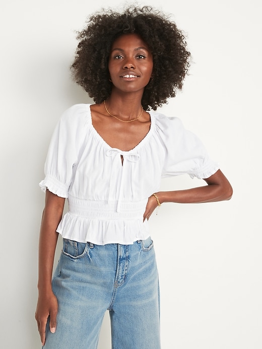 Old Navy - Puff-Sleeve Smocked Poet Blouse for Women