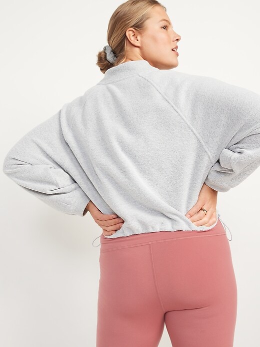 Long-Sleeve Quarter-Zip Oversized Textured Sweatshirt for Women | Old Navy