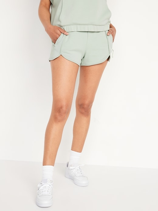 Image number 1 showing, High-Waisted Dynamic Fleece Shorts -- 3-inch inseam