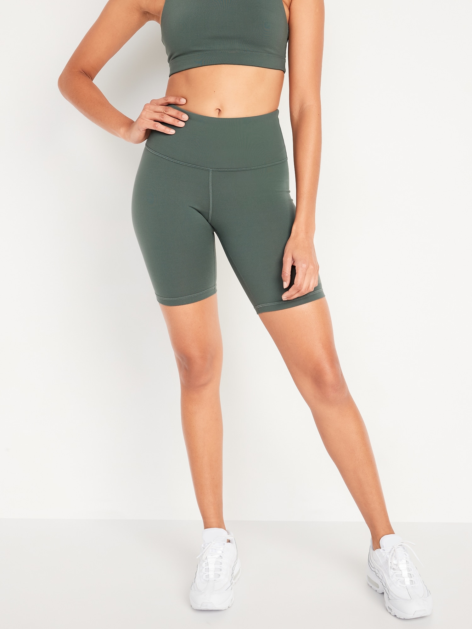 High-Waisted PowerPress Biker Shorts for Women - 8-inch inseam