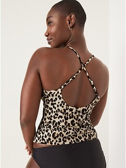 Leopard Print Tankini Top Swim Suit